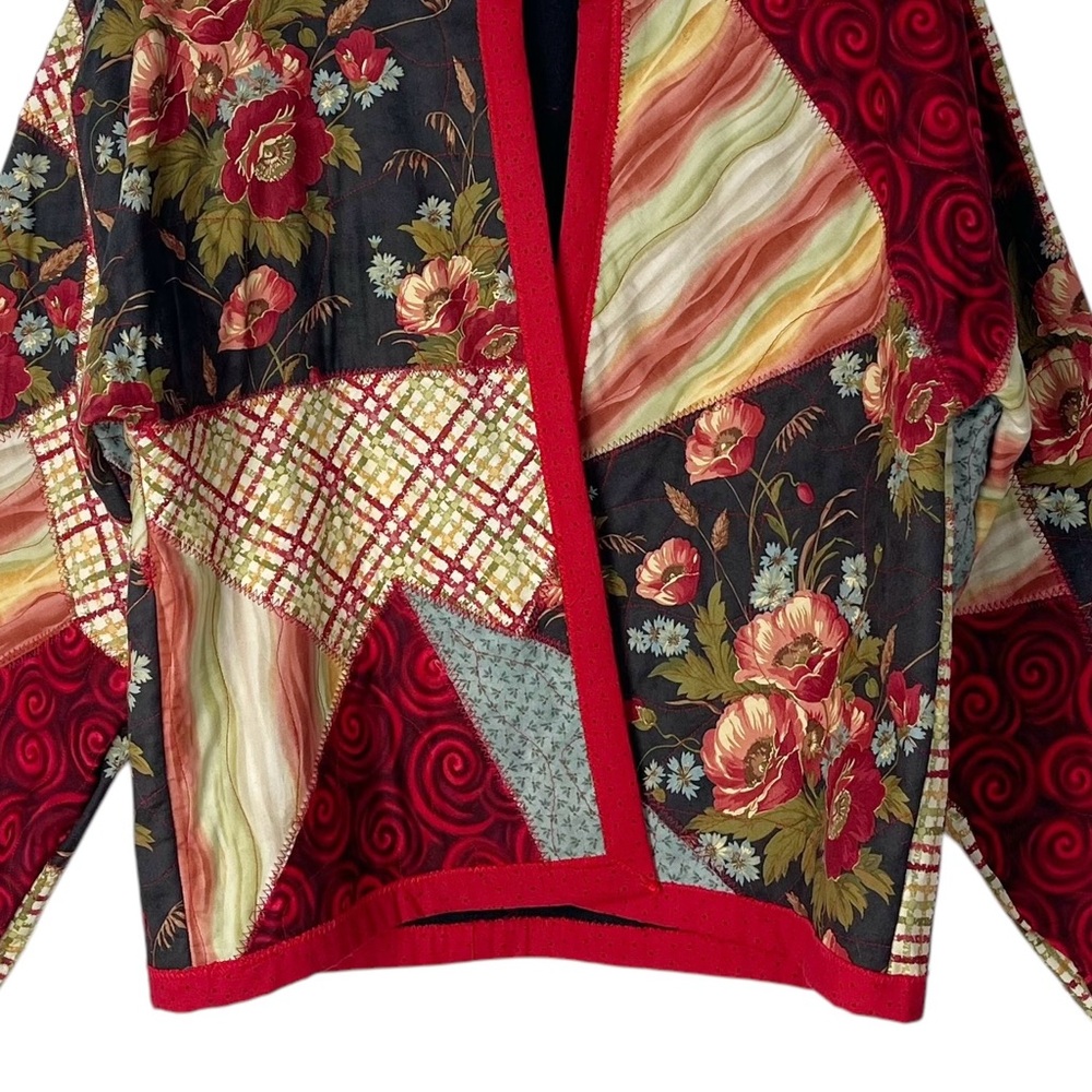 Jerzees Floral Quilt Jacket Large Patchwork Quilt… - image 5